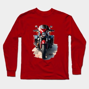 red  vintege motorcycle design Long Sleeve T-Shirt